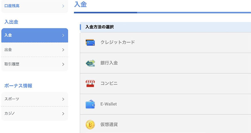 ビーベットへの入金